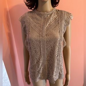Women’s Champagne Lace Blouse, Size Small, NWT